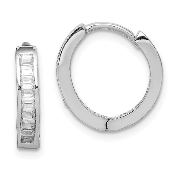 FB Jewels Solid Sterling Silver Rhodium Plated Polished Hoop Earrings FB Jewels Solid Sterling Silver Rhodium Plated Polished Hoop Earrings